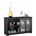 Buffet de cuisine avec porte coulissante en verre, meuble rangement avec 2 etagères en mdf pour cuisine ... Buffet de cuisine avec porte coulissante en verre, meuble rangement avec 2 etagères en mdf pour cuisine ...