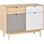 Homcom - buffet design scandinave 2 placards tiroirs coulissants mdf multicolore blanc gris bois clair ...