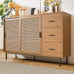 Buffet et enfilade avec 2 portes coulissantes, 3 tiroirs, �tag�res r�glables, style campagne, en panneaux, ...
