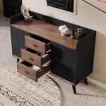 Buffet et enfilade avec 2 portes coulissantes, 3 tiroirs, �tag�res r�glables, style moderne, en panneaux ...