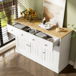 Buffet et enfilade avec 3 portes et 2 tiroirs, ouverture push - to - open, texture gaufr�e, en panneaux ...