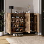 Buffet et enfilade avec 3 portes ajour�es, 8 niches, style naturel, en panneaux de particules, 120�32�92 ...
