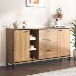 Buffet et enfilade avec 3 tiroirs et niches, led 16 couleurs, style moderne, en panneaux de particules, ...