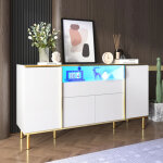 Buffet et enfilade avec 4 portes et 1 tiroir, led, brillant, style moderne, pour salon, en mdf, 150�40�80 ...