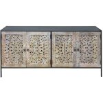 Buffet enfilade en bois de manguier blanchi lila Buffet enfilade en bois de manguier blanchi lila