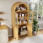 Buffet haut avec 2 portes vitr�es et 2 portes, motif ondul�, style moderne, en panneaux, 78�40�176 cm, ...