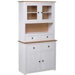 The living store buffet haut blanc 93x40, 5x180 cm pin gamme panama - buffet - meuble de rangement - ...