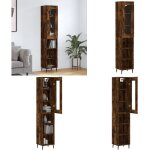 Buffet haut ch�ne fum� 34, 5x34x180 cm bois d'ing�nierie - buffet ch�ne fum� - bois d'ing�nierie