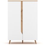 Calicosy - buffet haut 2 portes 90x42x132 cm blanc et naturel - marwa