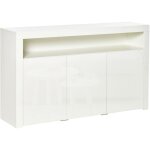 Homcom - buffet led - meuble de rangement led - 3 placards avec étagère et grande niche - panneaux particules ... Homcom - buffet led - meuble de rangement led - 3 placards avec étagère et grande niche - panneaux particules ...