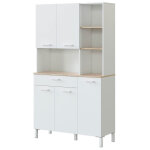 Buffet meuble cuisine 5 portes + 1 tiroir coloris blanc artic / ch�ne canadien - hauteur 186 cm x longueur ...