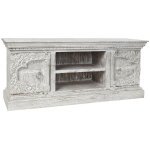 Buffet meuble de rangement en bois de manguier et métal coloris blanc vintage - longueur 160 x hauteur ... Buffet meuble de rangement en bois de manguier et métal coloris blanc vintage - longueur 160 x hauteur ...