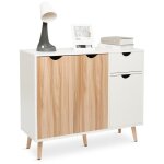 Buffet meuble de rangement design scandinave commode avec 1 tiroir et 3 portes meuble de rangement armoire ...