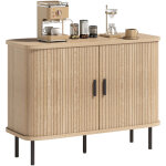 Buffet - meuble rangement - homcom - portes coulissantes � lamelles et 4 compartiments - pieds m�tal ...
