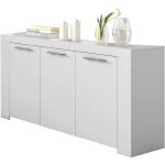 Buffet meuble de salle  manger de 3 portes coloris blanc artic - 144 cm (longueur) x 80 cm (hauteur) ...