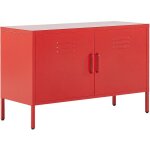 Buffet moderne industriel en acier rouge durable et design avec 2 portes beliani Buffet moderne industriel en acier rouge durable et design avec 2 portes beliani