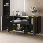 Buffet noir laqu� brillant 1 tiroir l150 / p40 / h80cm - commode de chambre