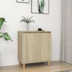 Vidaxl ? buffet ch�ne sonoma 60x35x70 cm ? bois d'ing�nierie et pieds en eucalyptus ? rangement optimal ...