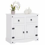 Buffet salle � manger rural l 87 cm en bois massif - blanc
