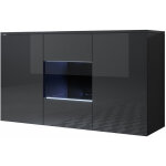 Buffet de salon bas 3 portes 2 tagres vitrine avec led 120x70x40cm meuble suspendu modle luke a2 couleur ...