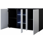 Buffet de salon bas 3 portes 2 étagères vitrine avec led 120x72x40cm meuble avec pieds 2cm modèle luke ... Buffet de salon bas 3 portes 2 étagères vitrine avec led 120x72x40cm meuble avec pieds 2cm modèle luke ...