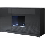 Buffet de salon bas 3 portes 2 tagres vitrine avec led 120x72x40cm meuble avec pieds 2cm modle luke ...