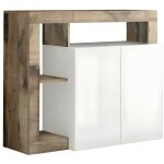 Buffet sefro - 2 portes et 3 niches - blanc laqu et chne