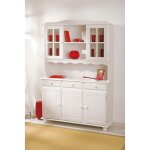 Inter link - buffet vaisselier 5 portes et 3 tiroirs en pin massif blanc - risoul