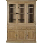 Buffet vaisselier en chne 3 portes vitres 3 tiroirs 3 portes bois - victoria