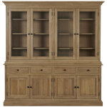 Buffet vaisselier en chne 4 portes vitres 4 tiroirs 4 portes bois - victoria