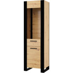 Bim furniture - vitrine en verre nuka e 188x58x45 cm ch�ne artisan / noir mat rayonnages armoire meuble ...