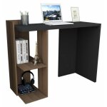 Beaux meubles pas chers - bureau 1 caisson noyer et noir 2 niches l 101. 5 h 75 p 41. 5 cm