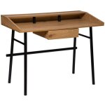 Meuble bureau 1 tiroir en bois effet ch�ne et m�tal noir l 110 cm - atmosphera