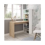 Bureau 120x53x144 cm avec bibliothèque 144 cm en chêne canadien et blanc mat ? belfast Bureau 120x53x144 cm avec bibliothèque 144 cm en chêne canadien et blanc mat ? belfast