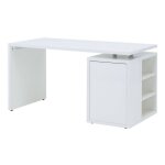 Meubletmoi - bureau 140 cm blanc laqu avec rangements - snow