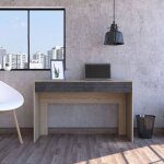 M&s - bureau 2 tiroirs 120, 6x45x75, 6 cm chne et gris fonc - pixon