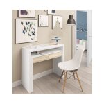 Abitare - bureau extensible 98, 5x66x87, 5h cm avec 2 tiroirs blanc arctique et chne canadien ? olten ...