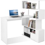 Mondeer ? bureau d'angle rotatif 360� avec biblioth�que int�gr�e ? bureau modulable design minimaliste ...