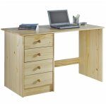 Idimex - bureau arne avec 4 tiroirs, en pin massif vernis naturel