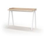 Bureau, modle berlin, en mlamine et pieds en htre massif. chne clair - blanc