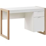 Bureau design blanc avec colonne de rangement et piétement effet bois clair style moderne et scandinave ... Bureau design blanc avec colonne de rangement et piétement effet bois clair style moderne et scandinave ...