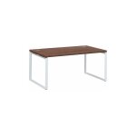 Sans marque - bureau droit noyer l 160 x p 90 cm, piètement métal format carré - milano - piétement blanc ... Sans marque - bureau droit noyer l 160 x p 90 cm, piètement métal format carré - milano - piétement blanc ...