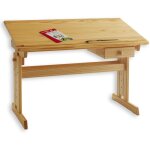Bureau enfant flexi, en pin massif, rglable en hauteur et plateau inclinable, vernis naturel