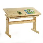 Bureau enfant olivia, en pin massif, rglable en hauteur et plateau inclinable, vernis naturel