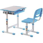 Bureau inclinable r�glable bois et m�tal blanc et bleu comfortline