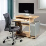 Addu bureau 1 plateau  clavier coulissant, 4 roulettes, 1 compartiment de rangement, imitation chne ...