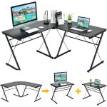 Costway - bureau informatique en forme l, table d'angle ordinateur de style moderne peut tre divise ...