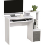 Homcom ? bureau droit avec �tag�res et clavier int�gr� ? panneaux de particules e1 ? dimensions 100l ...