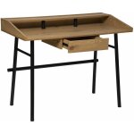 Meuble bureau 1 tiroir en bois effet chne et mtal noir l 110 cm - atmosphera