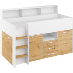 Bim furniture - bureau lit superpos bibliothque pour enfants neo l cm206x120x138h blanc oak